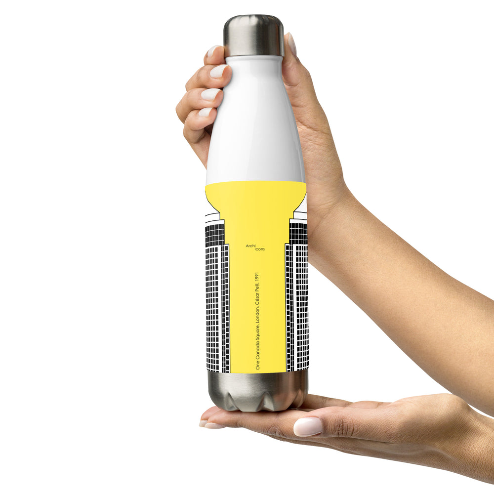 One Canada Square Yellow Stainless Steel Water Bottle