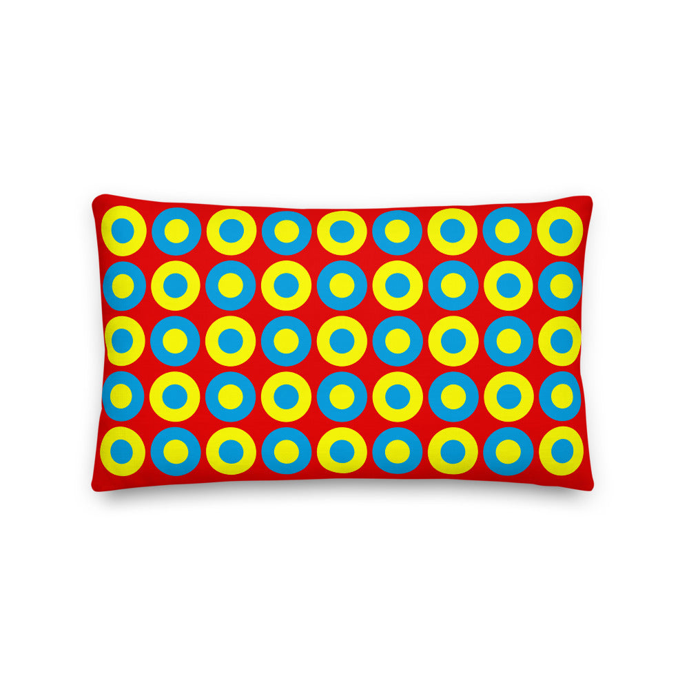 Scarlet, Blue & Yellow Chromadot Cushions (45*45cm, 50*30cm, Or 55*55cm)