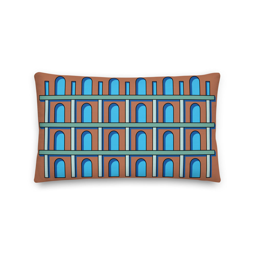Ochre and Blue Colonnade Cushions