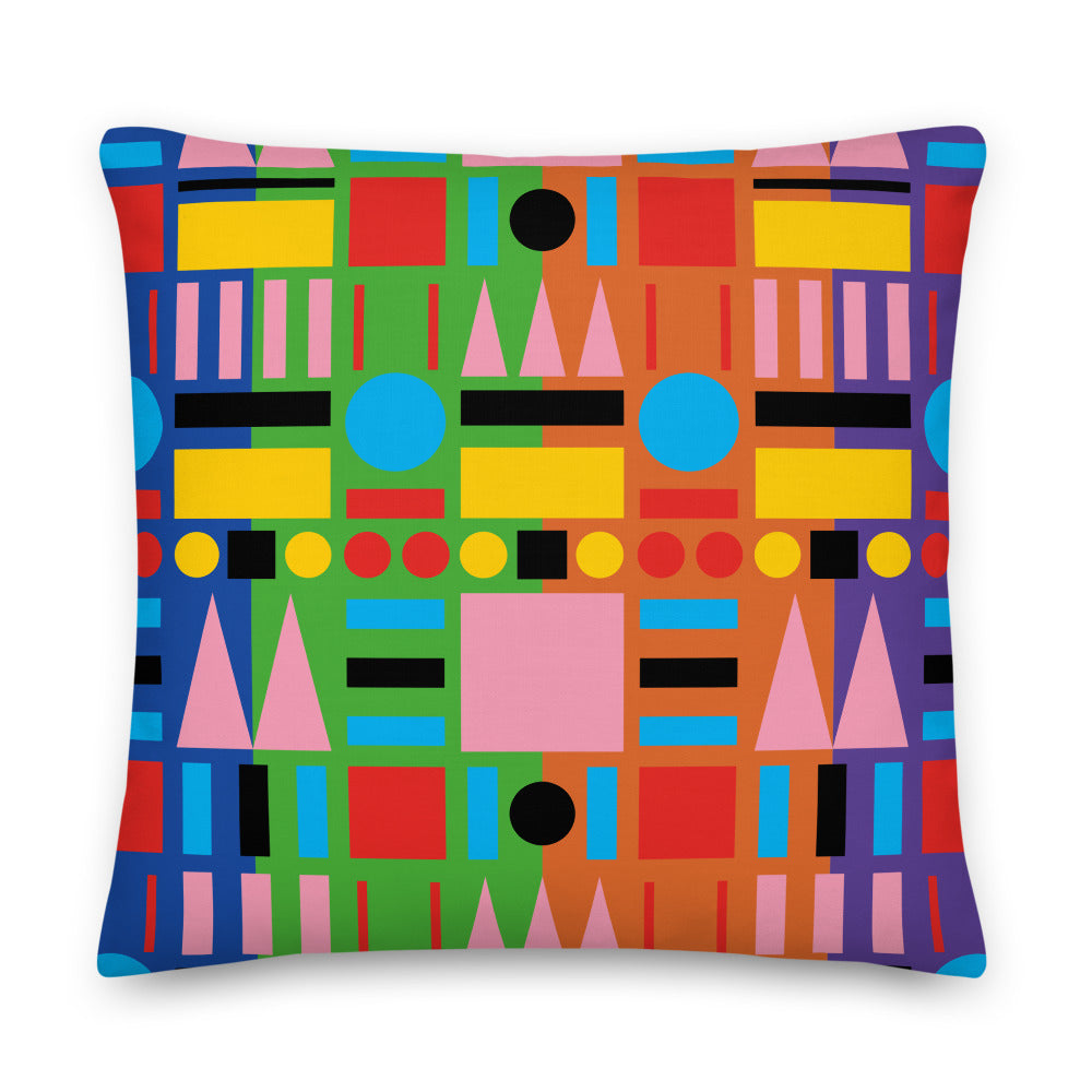 Multi-colour patterned cushion inspired by the Hammersmith & City Line, from a series of patterns celebrating the London Underground designed by Adam Nathaniel Furman