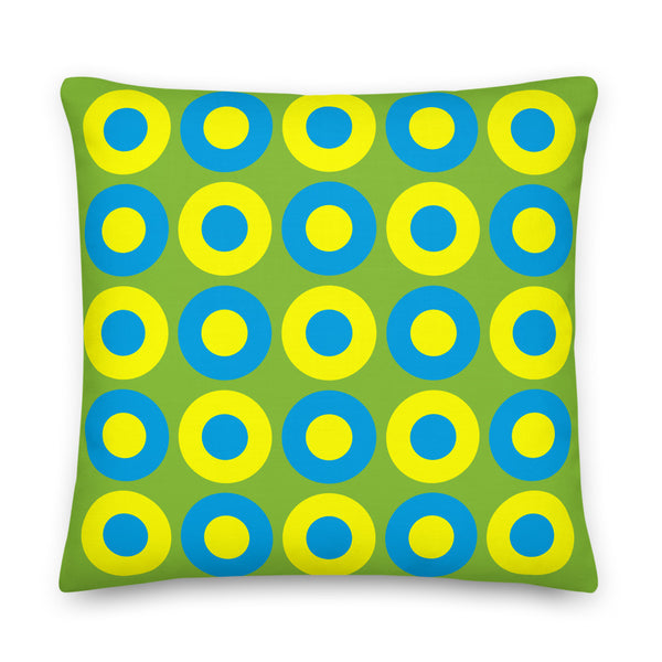Pear Green, Blue & Yellow Chromadot Cushions (45*45cm, 50*30cm, Or 55*55cm)