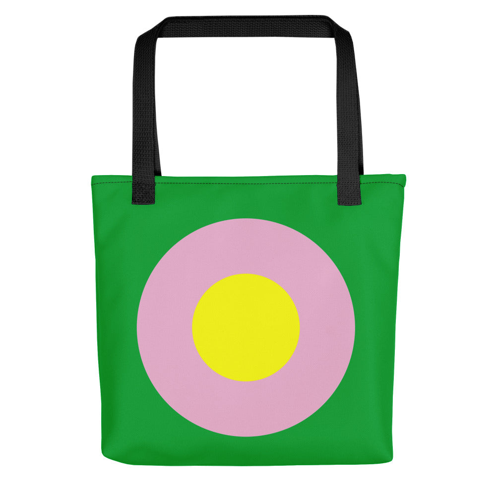 Emerald Green, Yellow & Pink Single Chromadot Tote Bag