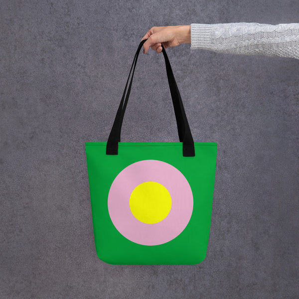 Emerald Green, Yellow & Pink Single Chromadot Tote Bag