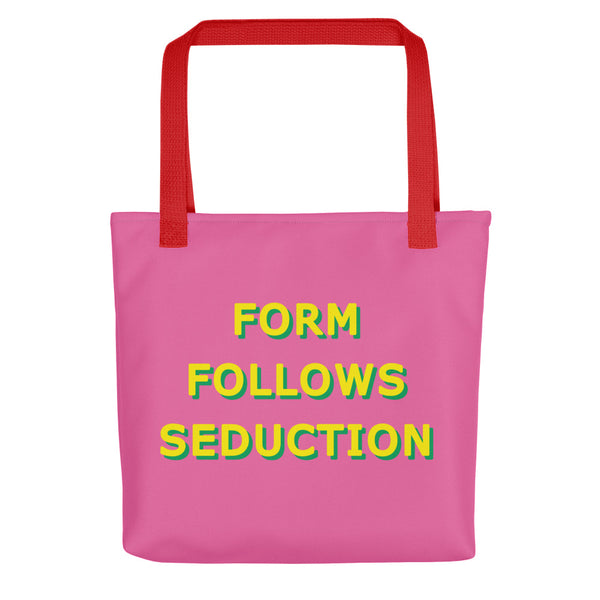 Form Follows Seduction Yellow & Pink Tote Bags