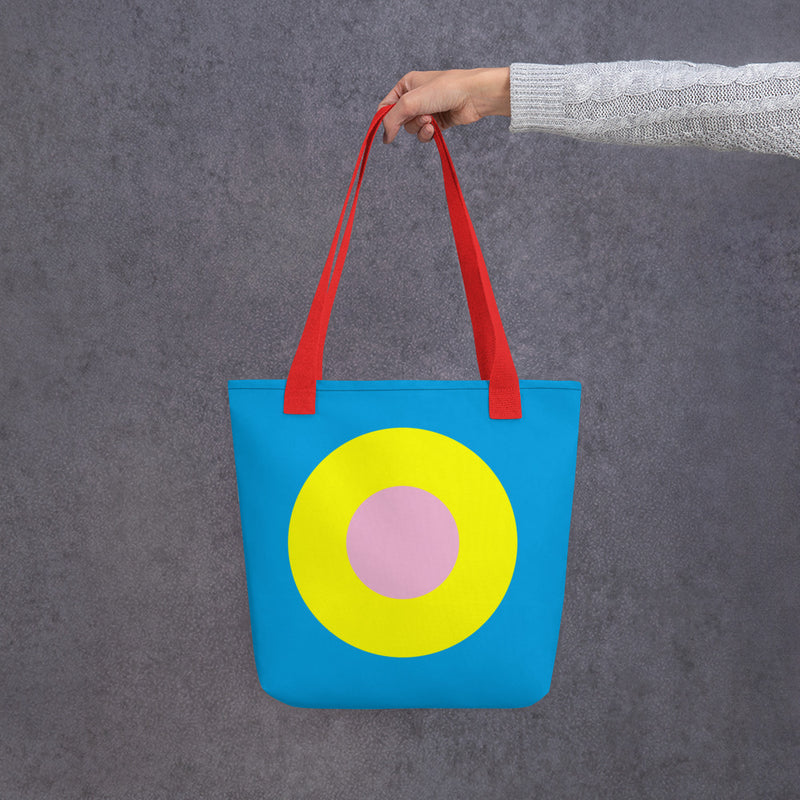 Sky Blue, Yellow & Pink Single Chromadot Tote Bag