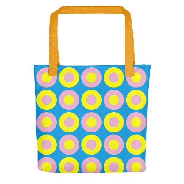 Sky Blue, Yellow & Pink Chromadot Tote Bag