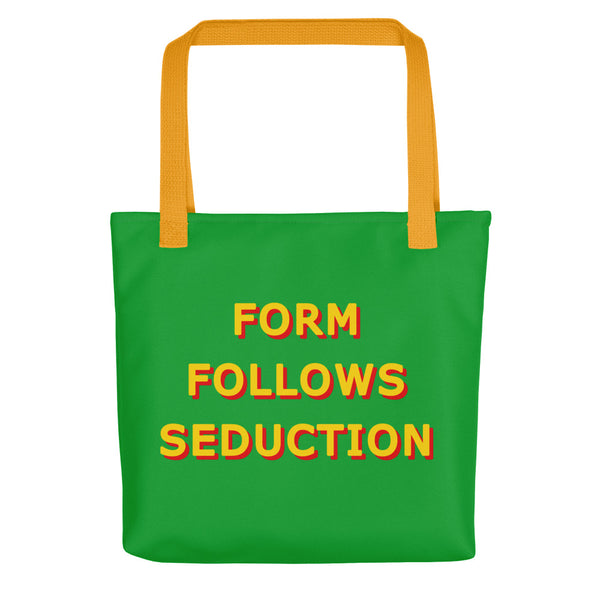 Form Follows Seduction Yellow & Green Tote Bags