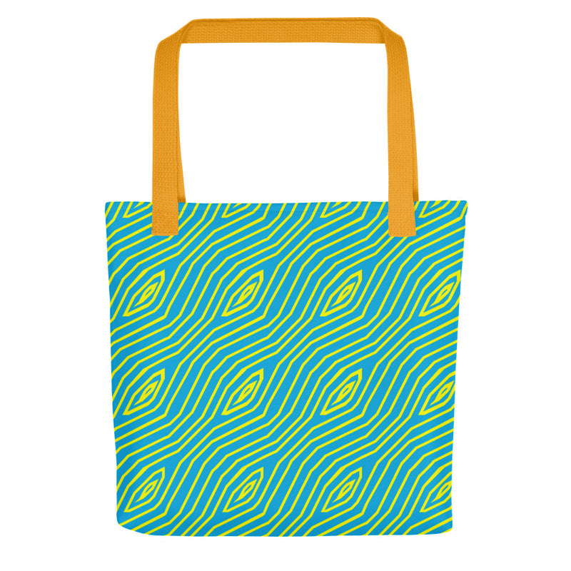Blue & Yellow Timber Hatch Tote Bags