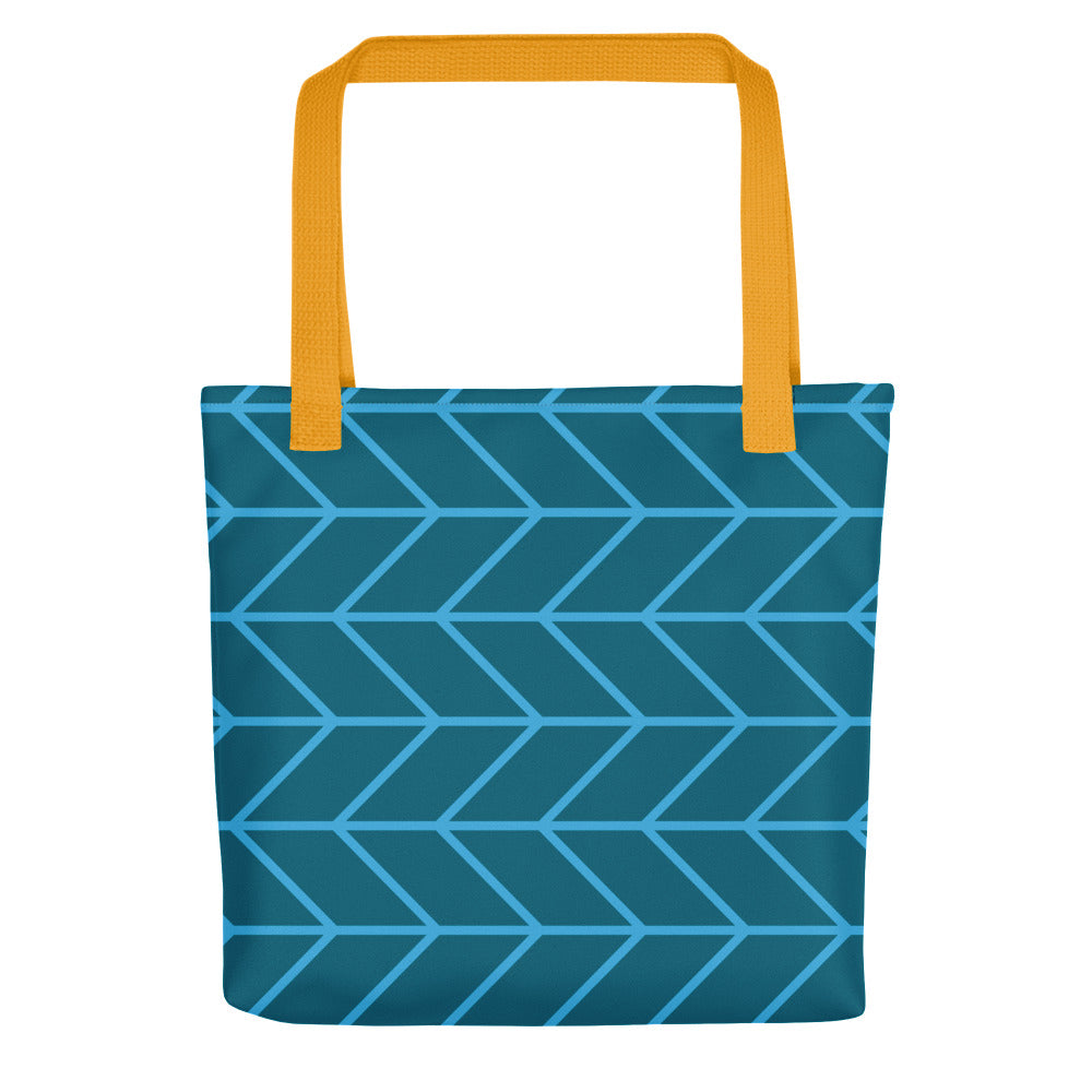 Teal & Blue Plywood Hatch Tote Bags