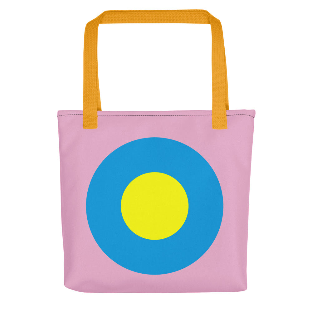 Carnation Pink, Blue & Yellow Single Chromadot Tote Bag